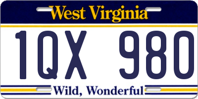 WV license plate 1QX980