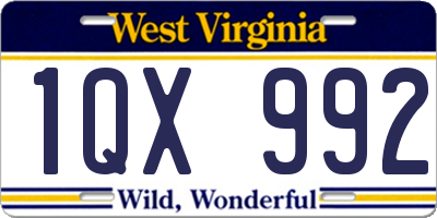 WV license plate 1QX992