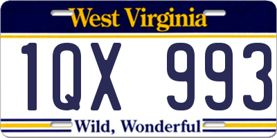 WV license plate 1QX993