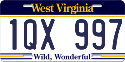 WV license plate 1QX997
