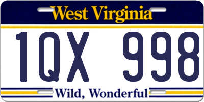 WV license plate 1QX998