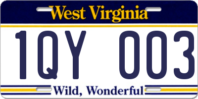 WV license plate 1QY003