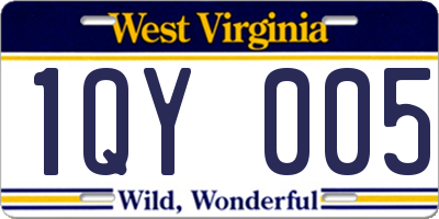 WV license plate 1QY005