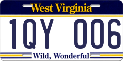 WV license plate 1QY006