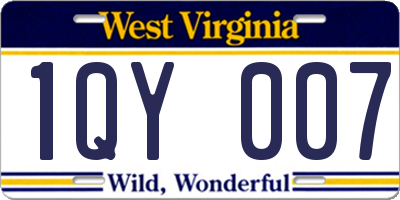WV license plate 1QY007