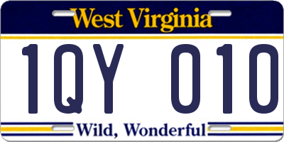 WV license plate 1QY010