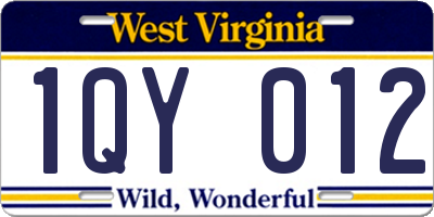 WV license plate 1QY012