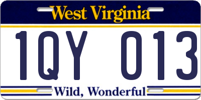 WV license plate 1QY013