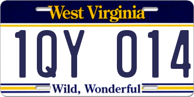 WV license plate 1QY014