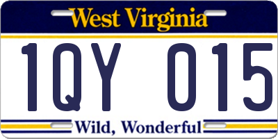 WV license plate 1QY015