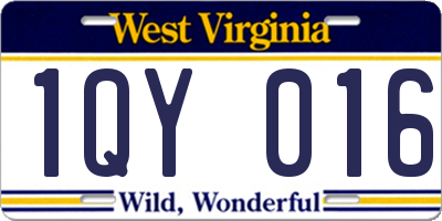 WV license plate 1QY016