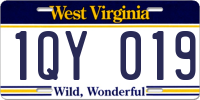 WV license plate 1QY019