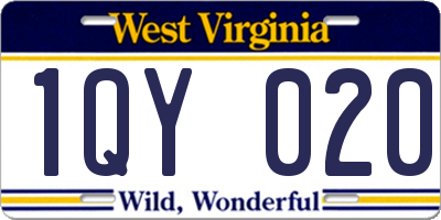 WV license plate 1QY020