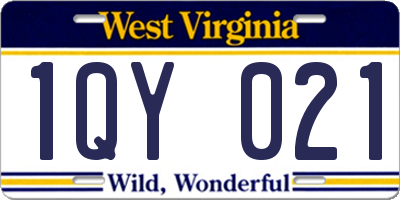 WV license plate 1QY021