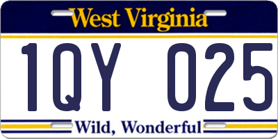 WV license plate 1QY025