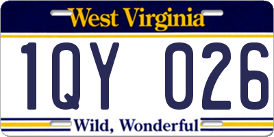WV license plate 1QY026