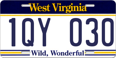WV license plate 1QY030