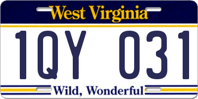 WV license plate 1QY031