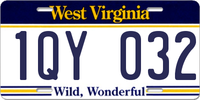 WV license plate 1QY032
