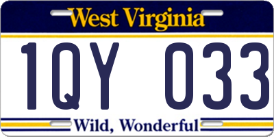 WV license plate 1QY033