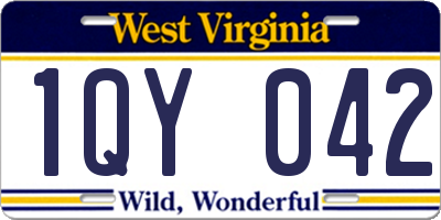 WV license plate 1QY042