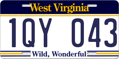 WV license plate 1QY043