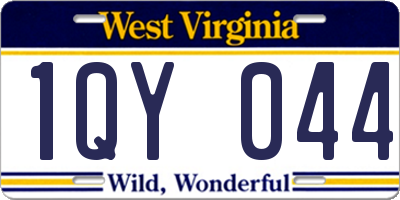 WV license plate 1QY044