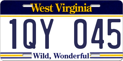 WV license plate 1QY045