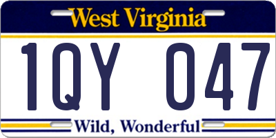 WV license plate 1QY047