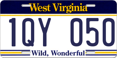 WV license plate 1QY050
