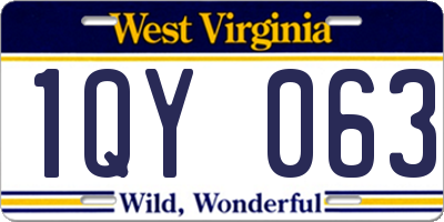 WV license plate 1QY063