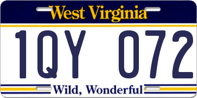 WV license plate 1QY072