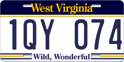WV license plate 1QY074