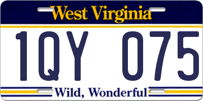WV license plate 1QY075