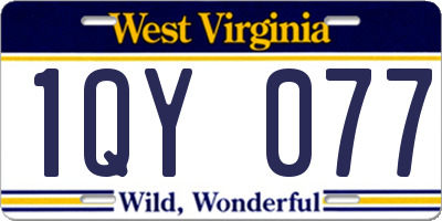 WV license plate 1QY077