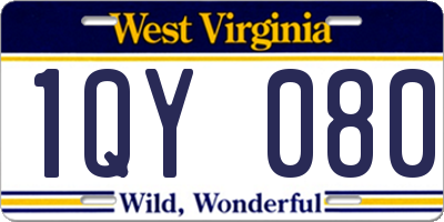 WV license plate 1QY080