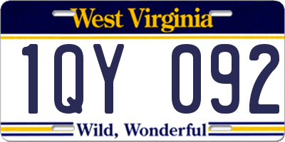 WV license plate 1QY092