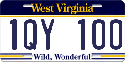 WV license plate 1QY100