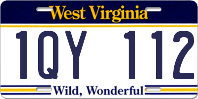 WV license plate 1QY112