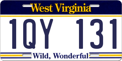 WV license plate 1QY131