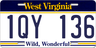 WV license plate 1QY136