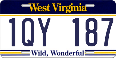 WV license plate 1QY187