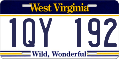 WV license plate 1QY192