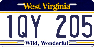 WV license plate 1QY205
