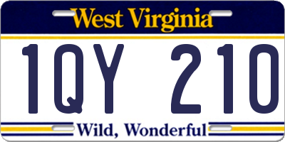 WV license plate 1QY210