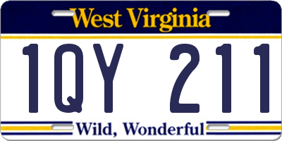WV license plate 1QY211