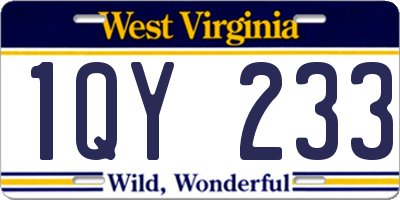 WV license plate 1QY233