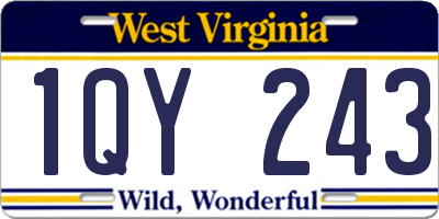 WV license plate 1QY243