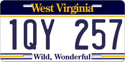WV license plate 1QY257