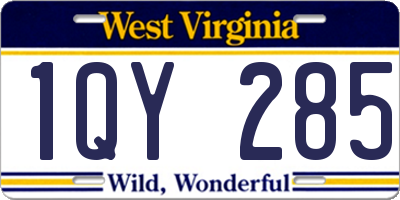 WV license plate 1QY285